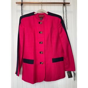 NWT Vintage SASSON Paris New York Blazer Jacket Pink Navy 80s / 90s Size 14